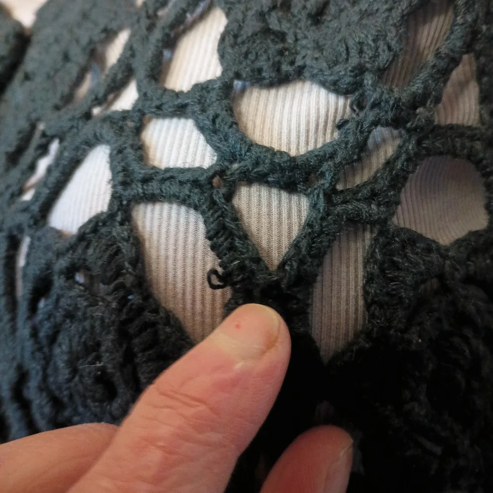 Vintage Cherry Stix Womens Crochet Button Vest OS/ S-M  Black 90s Fairy Grunge - Picture 4 of 11